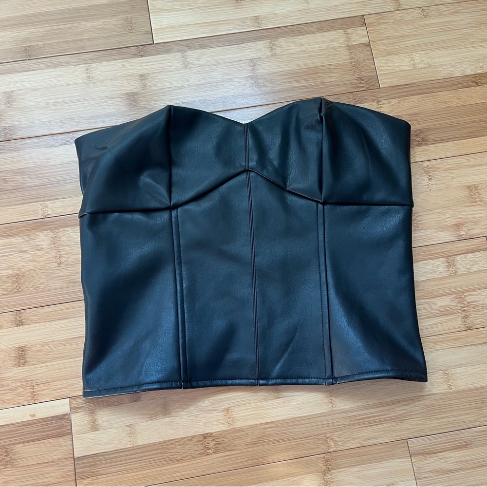 Leather Strapless Corset Top